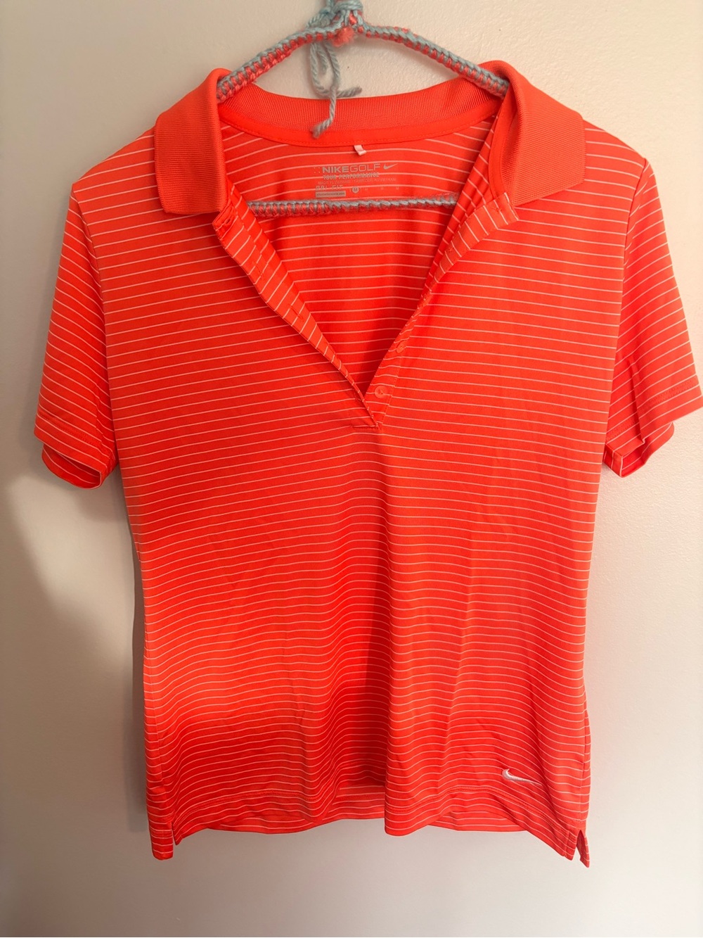 Nike Women’s Bright Orange Striped Golf Polo